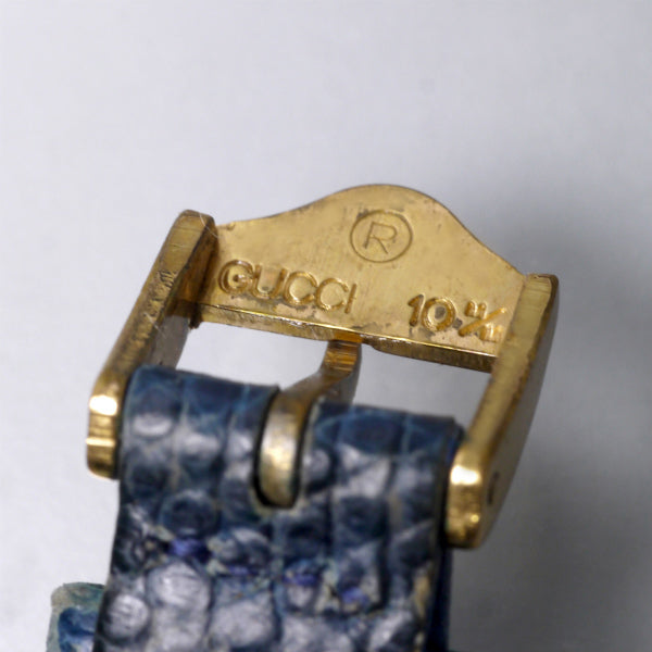 OLD Gucci レア!!ギリシャ数字 シェリー腕時計（リザード・青）