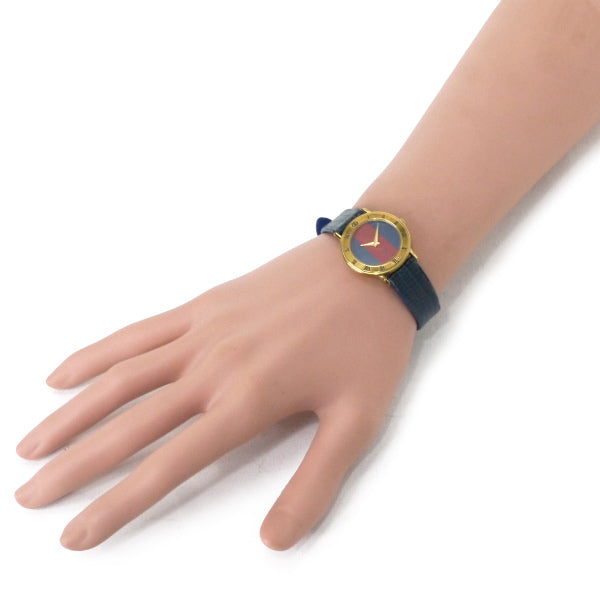 OLD Gucci レア!!ギリシャ数字 シェリー腕時計（リザード・青）