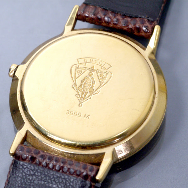 OLD Gucci ギリシャ数字 ビッグ腕時計（リザード/濃茶）