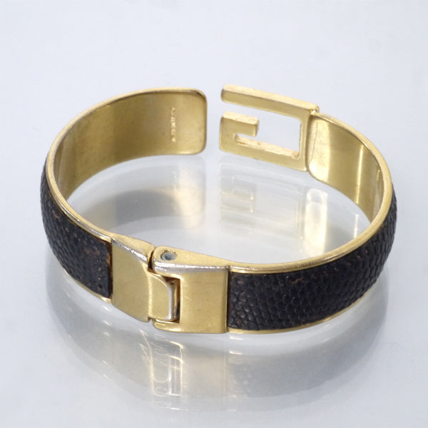 OLD Gucci　リザードロゴバングル（ゴールド/濃茶）