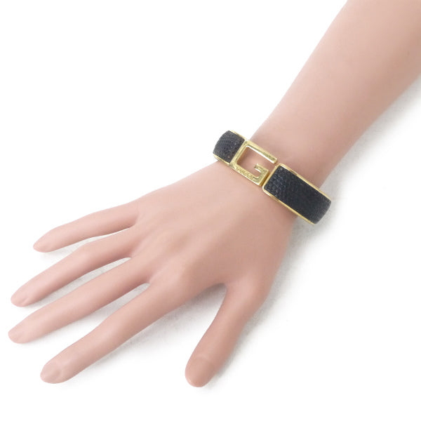 OLD Gucci　リザードロゴバングル（ゴールド/濃茶）