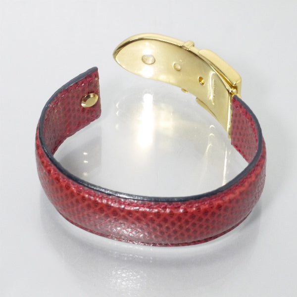 OLD Gucci　ベルトモチーフ リザードレザーバングル（赤）