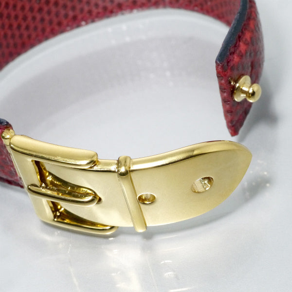 OLD Gucci　ベルトモチーフ リザードレザーバングル（赤）