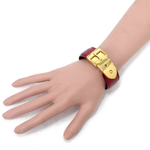 OLD Gucci　ベルトモチーフ リザードレザーバングル（赤）