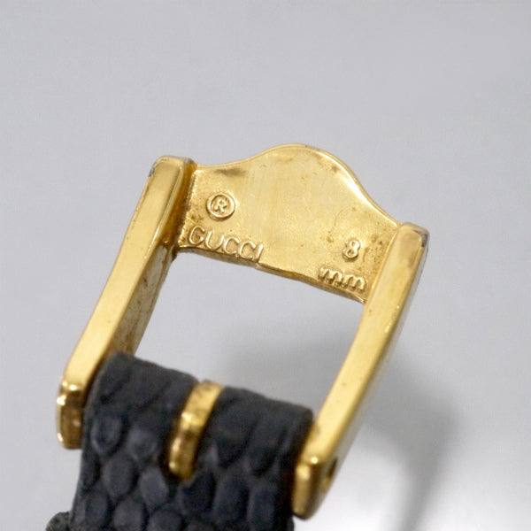 OLD Gucci 黒文字盤サイドライン ミニ腕時計（黒/リザード）