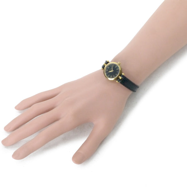 OLD Gucci 黒文字盤サイドライン ミニ腕時計（黒/リザード）