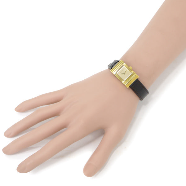 OLD Gucci スクエア型ゴールド腕時計（濃茶）