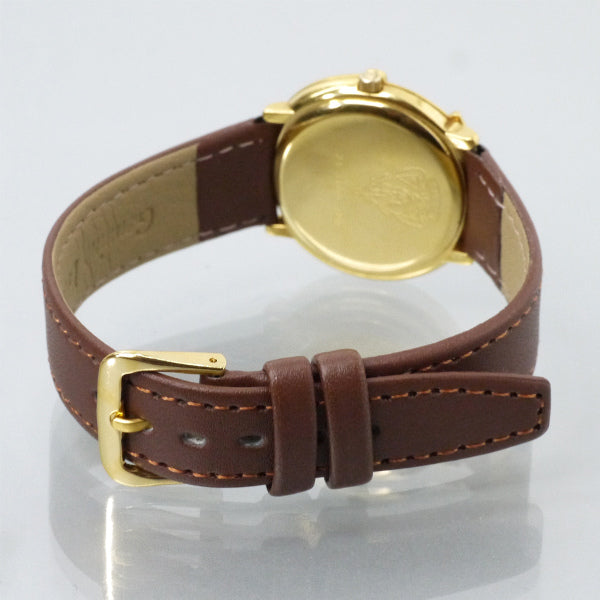 OLD Gucci 　丸型Gベゼル ブラックフェイス腕時計（茶）