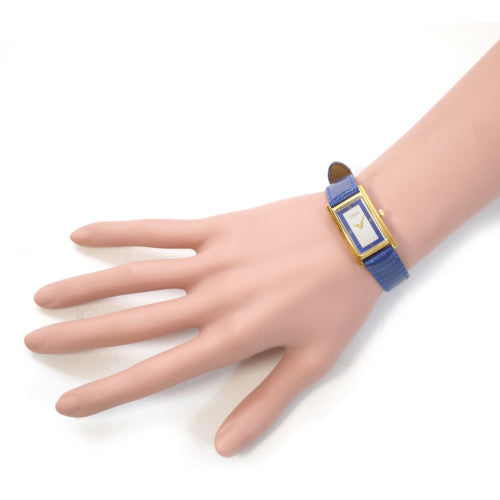 OLD Gucci リザード青バンド腕時計　長方形