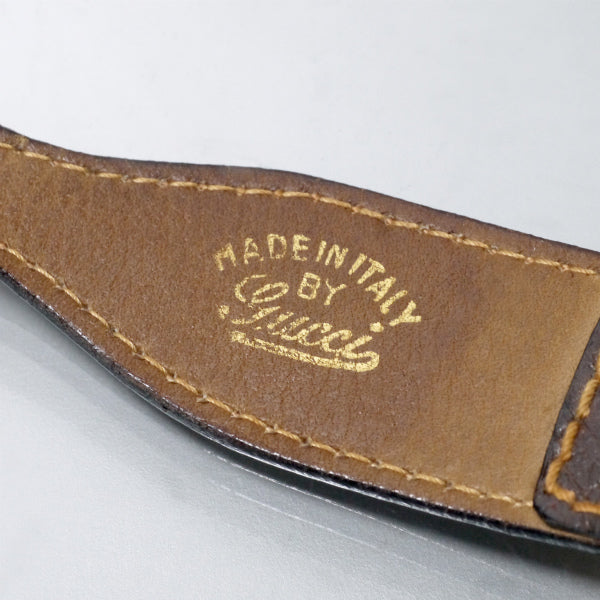 OLD Gucci　GGロゴレザーブレスレット（ゴールド/濃茶）