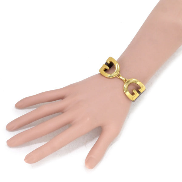 OLD Gucci　GGロゴレザーブレスレット（ゴールド/濃茶）