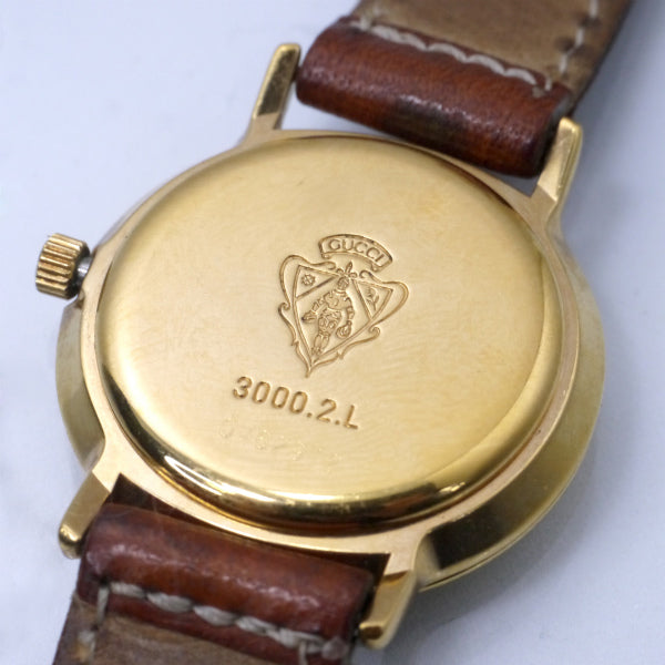 OLD Gucci ギリシャ数字 秒針腕時計（レザー/茶）