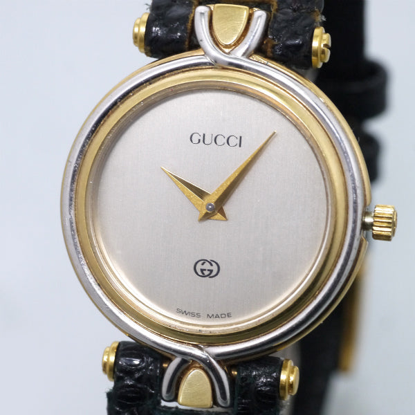 OLD Gucci シルバー×ゴールド腕時計（黒/リザード） – Vintage Shop Rococo