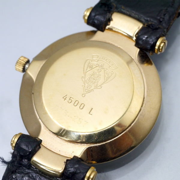 OLD Gucci シルバー×ゴールド腕時計（黒/リザード）