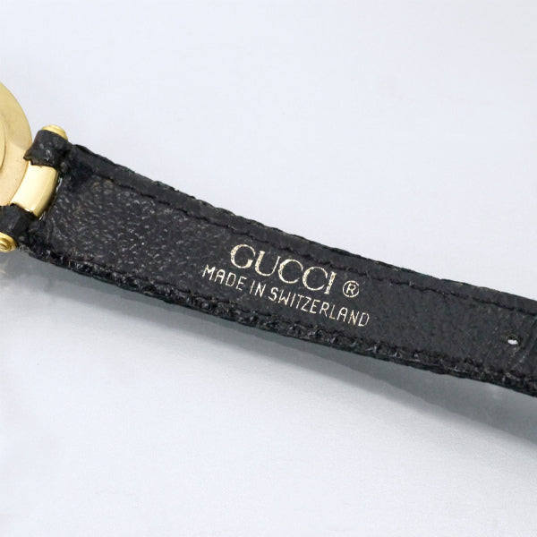 OLD Gucci シルバー×ゴールド腕時計（黒/リザード）