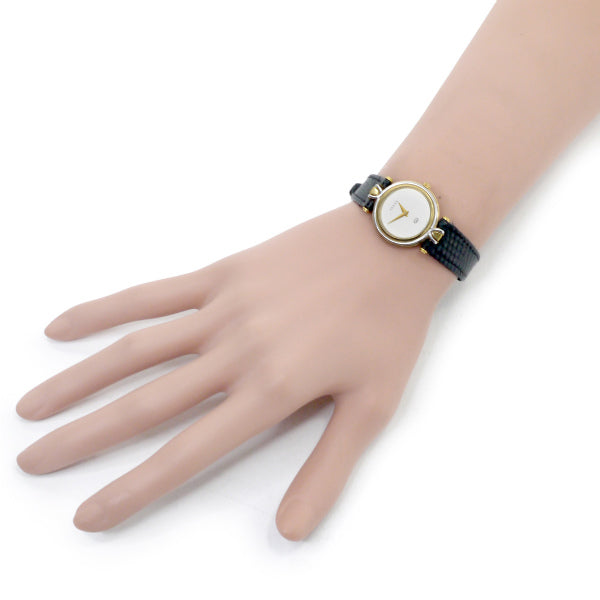 OLD Gucci シルバー×ゴールド腕時計（黒/リザード）