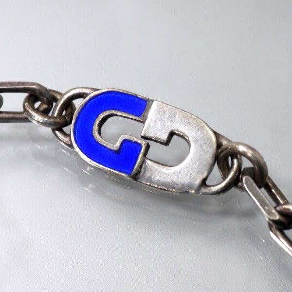 OLD Gucci GGモチーフ チェーンブレスレット（シルバー×青）