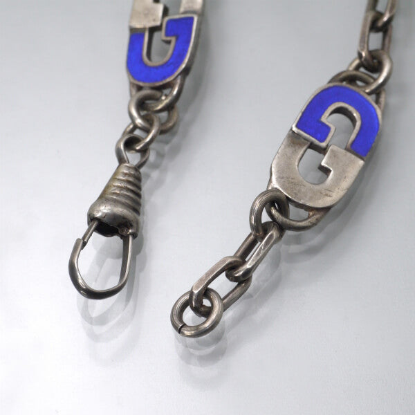 OLD Gucci GGモチーフ チェーンブレスレット（シルバー×青）