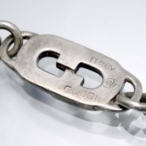 OLD Gucci GGモチーフ チェーンブレスレット（シルバー×青）