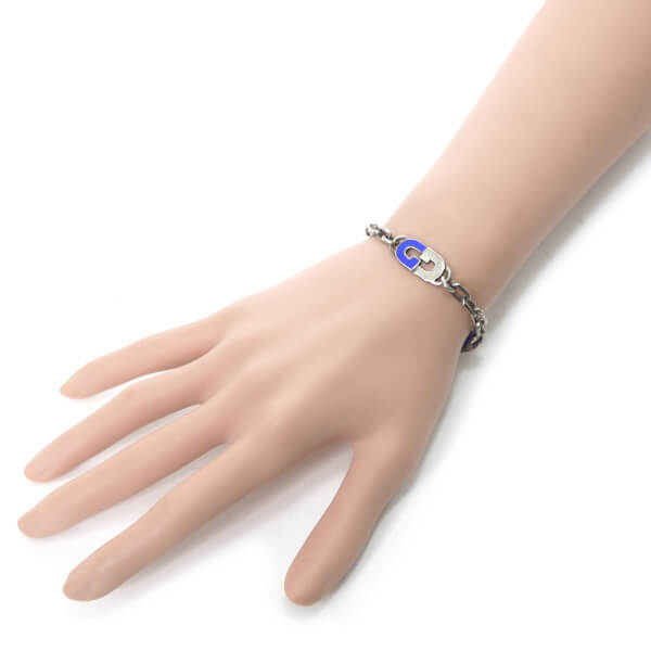 OLD Gucci GGモチーフ チェーンブレスレット（シルバー×青）