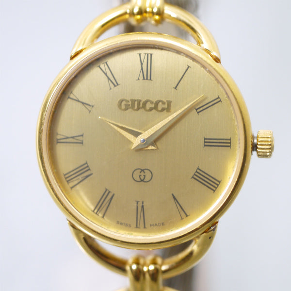 OLD Gucci ギリシャ数字サイドビット腕時計（アイボリー）