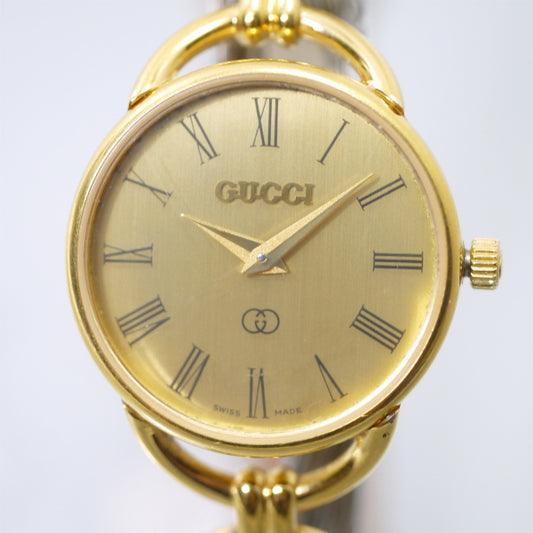 OLD Gucci ギリシャ数字サイドビット腕時計（アイボリー）