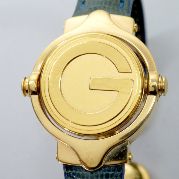 OLD Gucci 回転式バングルウォッチ（リザード/青）