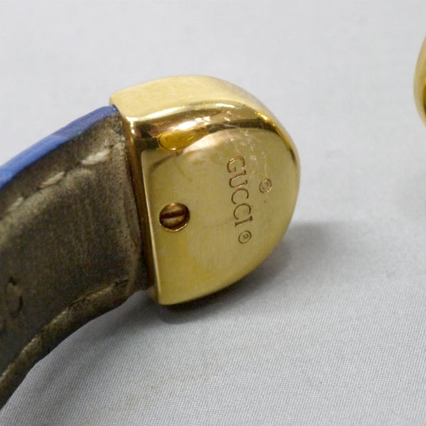 OLD Gucci 回転式バングルウォッチ（リザード/青）