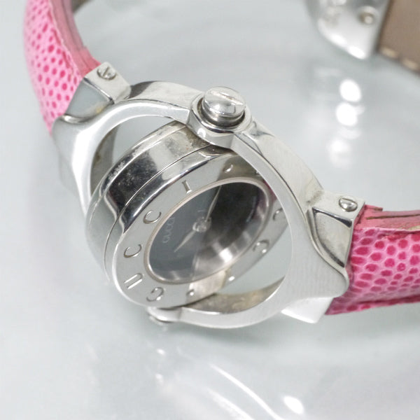 OLD Gucci　回転式Gバングルウォッチ（シルバー・ピンク）