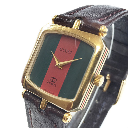 OLD Gucci＜訳あり＞スクエア腕時計（茶）