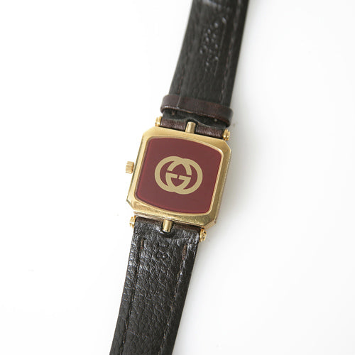 OLD Gucci＜訳あり＞スクエア腕時計（茶）
