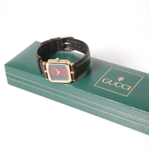 OLD Gucci＜訳あり＞スクエア腕時計（茶）