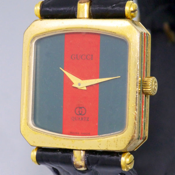 OLD Gucci　スクエアシェリー腕時計（黒/クロコ）