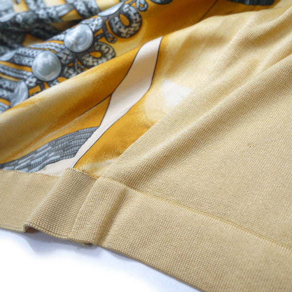 HERMES シルク スカーフ柄 ニット(黄)