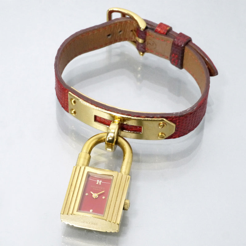 HERMES　1996年製ケリーウォッチ（赤・リザード）