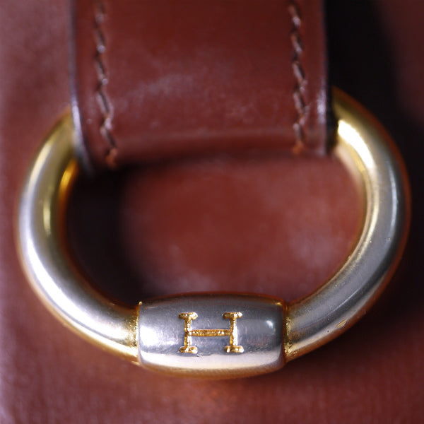 HERMESサコ　斜めがけ皮ショルダー（茶）