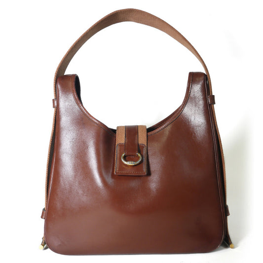 HERMESサコ　斜めがけ皮ショルダー（茶）