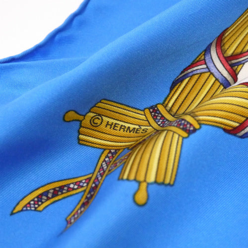 HERMES　大判カレ　スカーフ（青＆白）