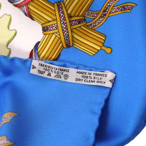 HERMES　大判カレ　スカーフ（青＆白）