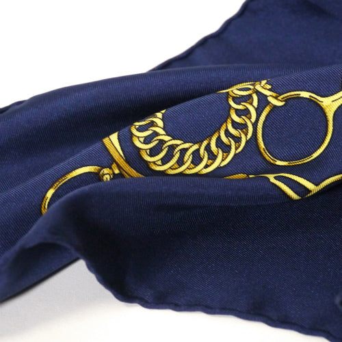 HERMES　大判カレ　スカーフMANEGE （紺×赤）