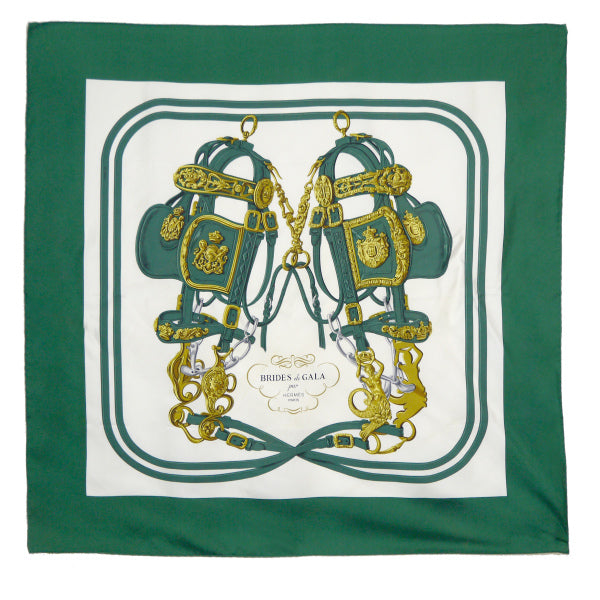 HERMES　大判カレ　スカーフBRIDESdeGALA （緑）