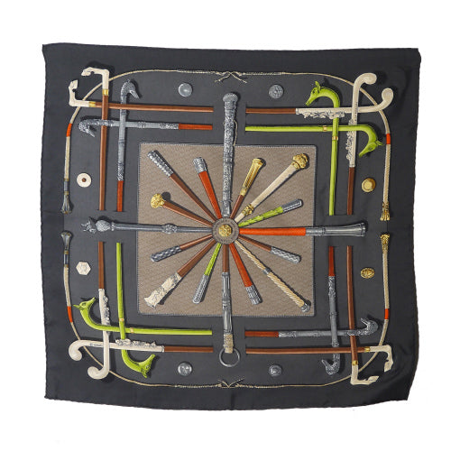 HERMES　ミニカレ　スカーフ（グレー系）