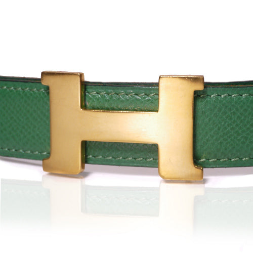 HERMES　Hバックルベルト（リバーシブル緑×キャメル）