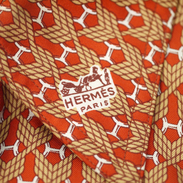 HERMES シルク100%ロープ総柄ブラウス（赤）