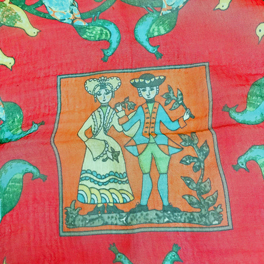 HERMES　ミニカレ スカーフEARLY AMERICA（赤）