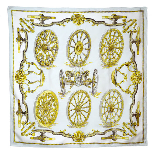 HERMES　大判カレ スカーフ車輪柄（サックスブルー）