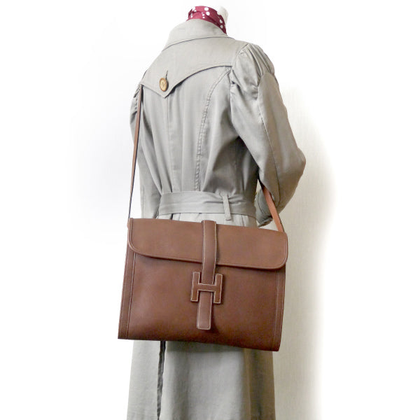 HERMES　ジジェ GM　2WAYクラッチバッグ（茶）