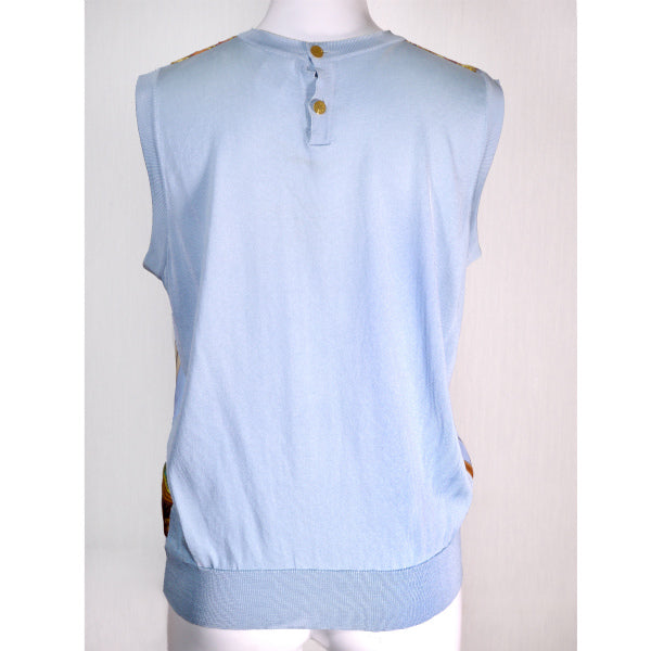 HERMES シルクスカーフ柄 MUSEE ニットベスト(水色)