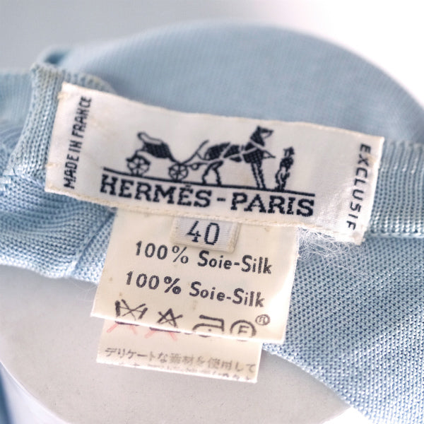 HERMES シルクスカーフ柄 MUSEE ニットベスト(水色)