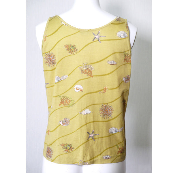HERMES　シェル柄コットン ノースリーブ(黄)